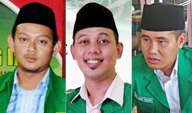SAHABAT DAN ADIK KANDUNG: Gus Aam di antara Gus Abid (kanan) dan Gus Syafiq, dua kandidat terkuat ketua Ansor Jatim. | Foto: IST