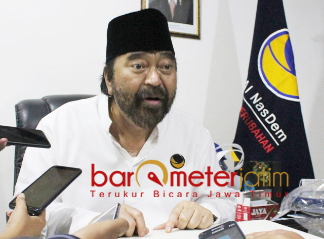 KEMBALI UNGKAP DUKUNGAN PAKDE KARWO: Surya Paloh, Pakde Karwo sudah sepakat mendukung Jokowi-Ma'ruf Amin di Pilpres 2019. | Foto: Barometerjatim.com/ROY HASIBUAN