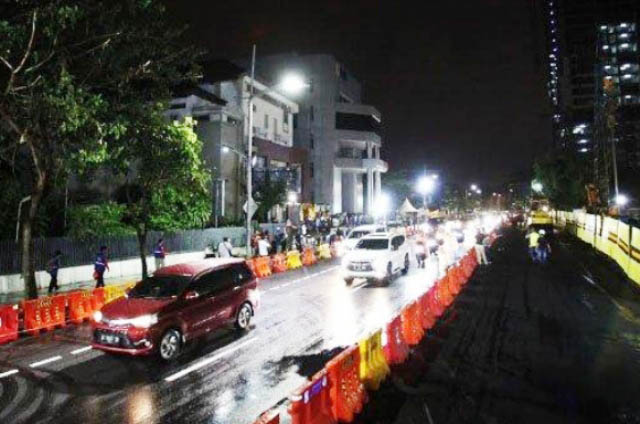 Jalan Raya Gubeng Surabaya yang sempat ambles kini bisa dilewati lagi. | Foto: Ist