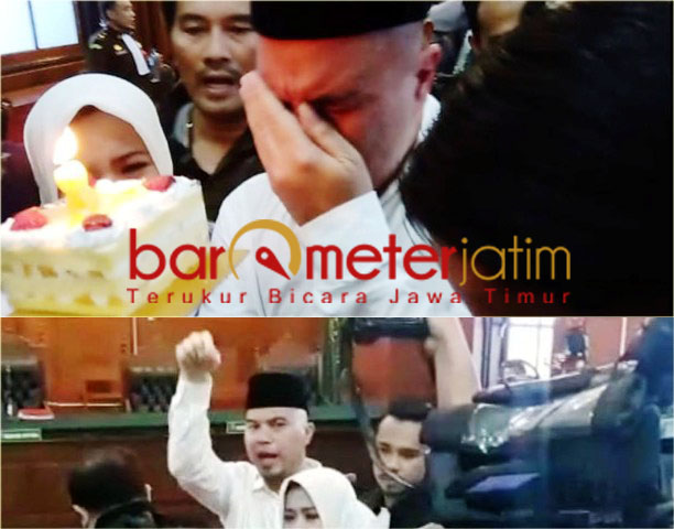 Ahmad Dhani menangis (foto atas) saat ucapkan Ultah untuk putrinya. | Foto: Barometerjatim.com/abdillah hr