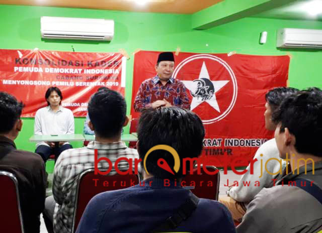 Fandi Utomo, konsolidasi Pemuda Demokrat Indonesia di Surabaya. | Foto: Barometerjatim.com/natha lintang