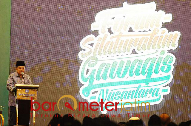 Jusuf Kalla di acara Forum Silaturahim Gawagis Nusantara. | Foto: Barometerjatim.com/marjan ap
