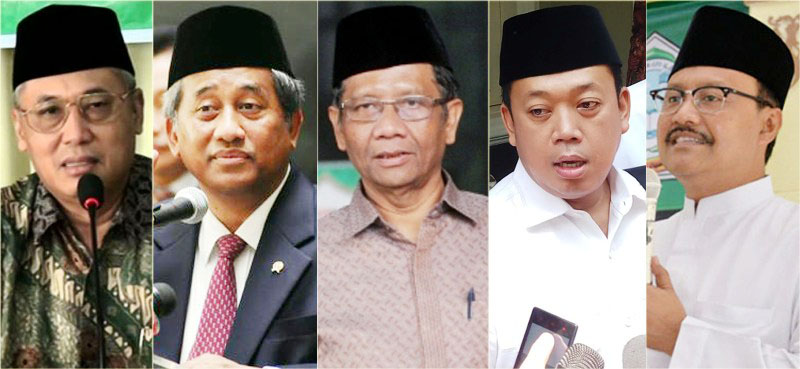 Para kandidat! (Dari kiri) As'ad Ali, M Nuh, Mahfud MD, Nusron Wahid, Saifullah Yusuf. | Foto: Ist