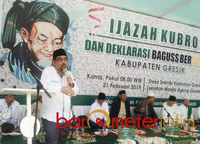 Machfud Arifin di acara Deklarasi Baguss Bersatu Kabupaten Gresik, Kamis (21/2/2019). | Foto: Barometerjatim.com/didik