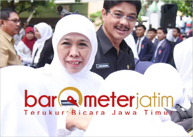 Khofifah di Banyuwangi, bangga dengan prestasi siswa-siswi Jatim. | Foto Barometerjatim.com/natha lintang