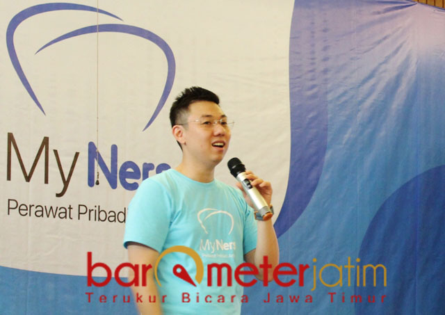 David Raditya saat launching aplikasi My Ners di Surabaya. | Foto: Barometerjatim.com/roy hasibuan