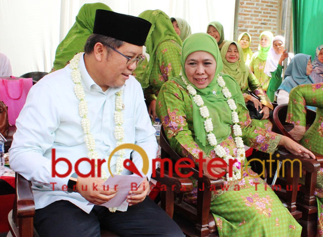 Rudiantara bersama Khofifah saat acara Muslimat NU di Nganjuk. | Foto: Barometerjatim.com/abdillh hr