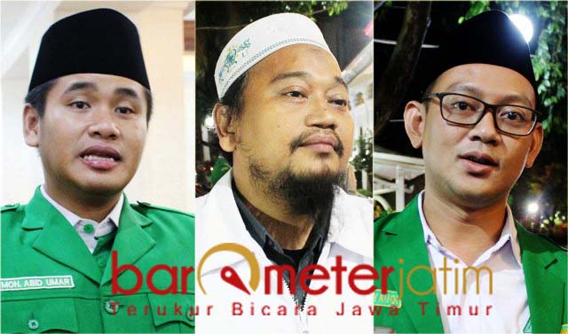 (Dari kiri) Gus Abid, Gus Wahab dan Gus Syafiq jelang Konferwil Ansor Jatim. | Foto: Barometerjatim.com/roy hs