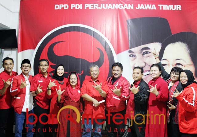 PDIP saat syukuran kemenangan Pileg 2019 di kantor PDIP Jatim, Surabaya. | Foto: Barometerjatim.com/roy hs