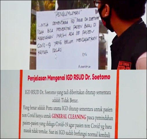 BANTAHAN: Penjelasan RSUD dr Soetomo soal IGD yang ditutup sementara. | Foto: Barometerjatim.com/ROY HS