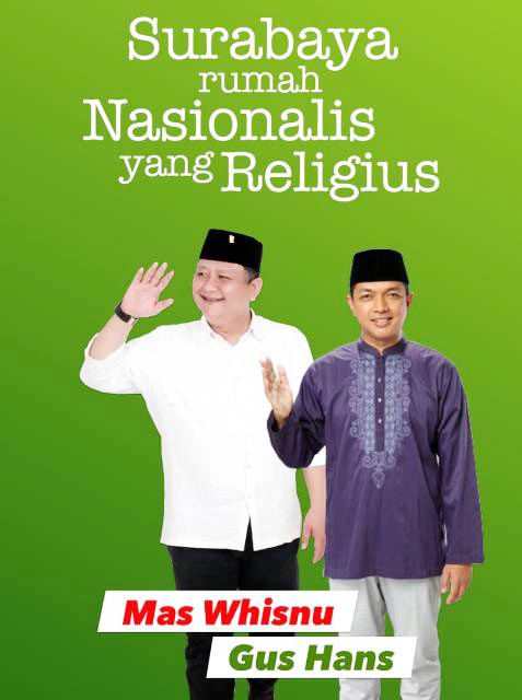 WHISNU-GUS HANS: Poster Whisnu-Gus Hans beredar luas di media sosial. Pasangan PDIP di Pilwali Surabaya? | Foto: IST