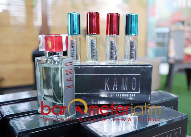 PILIH YANG MANA?: Empat varian parfum Kamo: Abistha, Apsara, Rakka, dan Lathi. | Foto: Barometerjatim.com/ROY HS