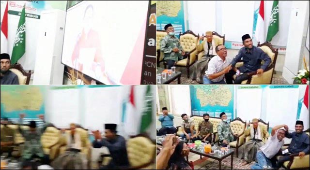 GIRANG: Euforia PCNU Surabaya usai Eri Cahyadi menerima rekomendasi dari PDIP. | Foto: Capture Video