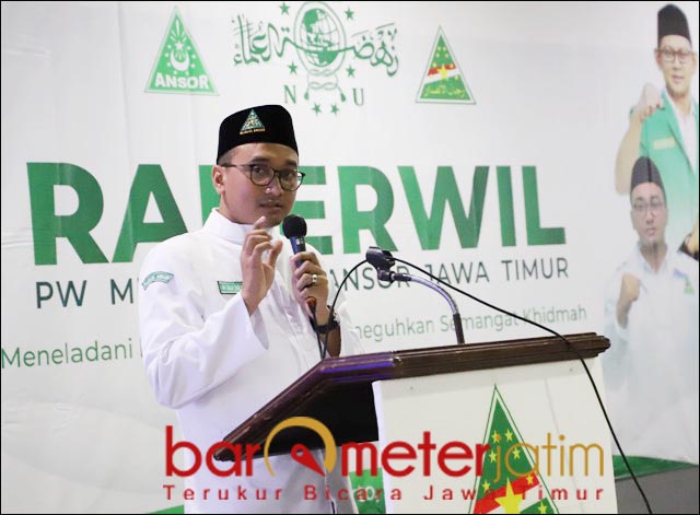 RAKERWIL TRAWAS: Gus Amak, Rakerwil Rijalul Ansor Jatim di Trawas fokus program tujuh bidang. | Foto: Barometerjatim.com/ROY HS
