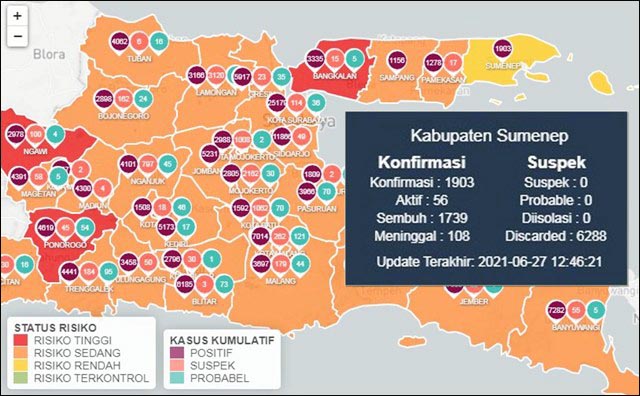 ZONA KUNING: Kabupaten Sumenep, satu-satunya daerah di Jatim yang berstatus zona kuning. | Foto: Satgas Covid-19 Jatim