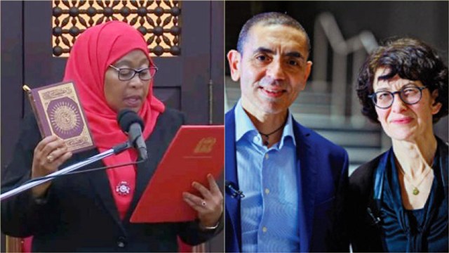 PERSON OF THE YEAR 2022: Muslimah Samia Suluhu Hassan (kiri) dan muslim Ugur Sahin bersama istri. | Foto: RISSC
