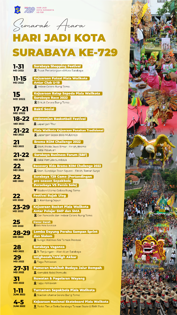 SEMARAK HARI JADI SURABAYA: Rangkaian acara Hari Jadi ke-729 Kota Surabaya, 31 Mei 2022. | Foto: Humas Pemkot Surabaya
