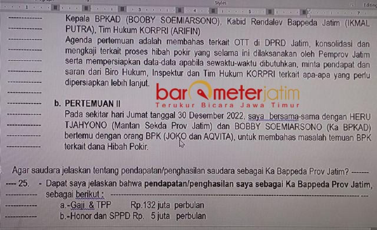 DIINGKARI: Yasin ingkari BAP No 24 terkait pertemuan di Yogyakarta membahas hibah pokir. | Sumber: Persidangan Sahat 