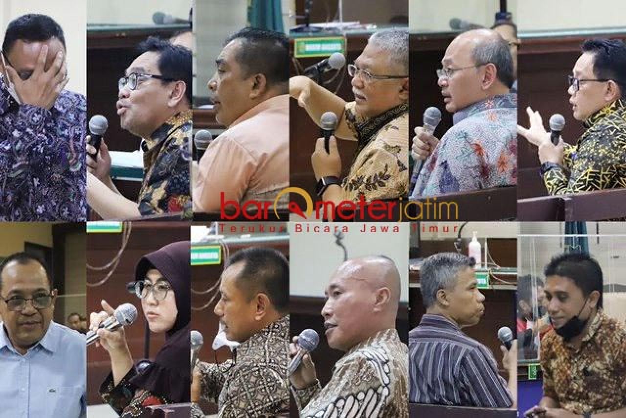 SAKSI DI PERSIDANGAN: Pejabat dan eks pejabat Pemprov saat jadi saksi dalam sidang Sahat. | Foto: Barometerjatim.com/DOK