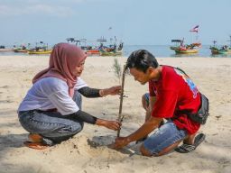 Jaga Kesadaran Ekologi, Orang Muda Ganjar Tanam Pohon Cemara Udang di Tuban