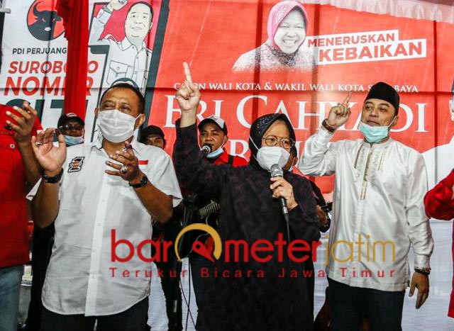 FAKTOR RISMA: Dukungan Risma, salah satu faktor kemenangan Eri-Armuji di Pilwali Surabaya. | Foto: Barometerjatim.com/ROY HS