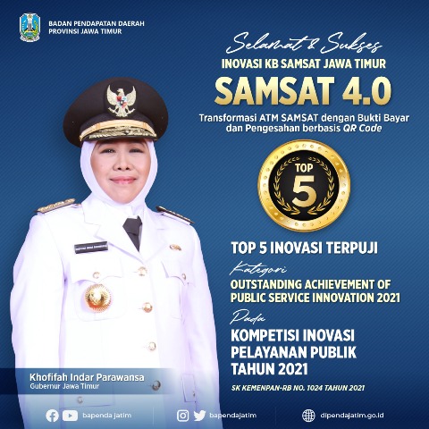 Ajang KIPP 2021, Samsat 4.0 Jatim Raih Top 5 Inovasi Terpuji