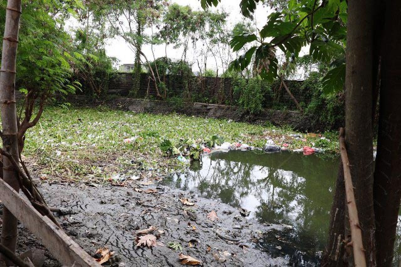 PARAH: Sungai Avur dipenuhi eceng gondok dan mengalami pendangkalan sedimentasi. | Foto: Barometerjatim.com/HPS